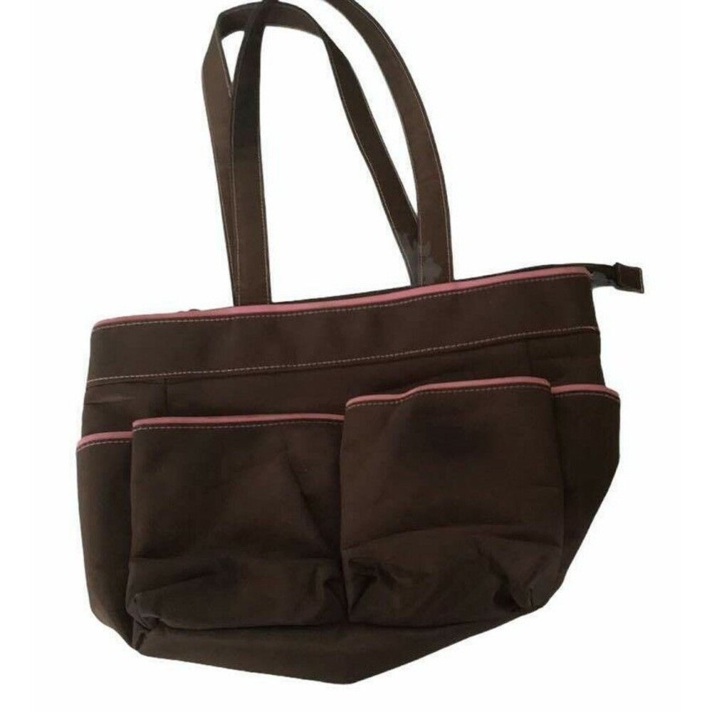 Baby Boon Diaper Bag Small Carry Lunch Tote Makeup Food Toys Brown Pink Zipper